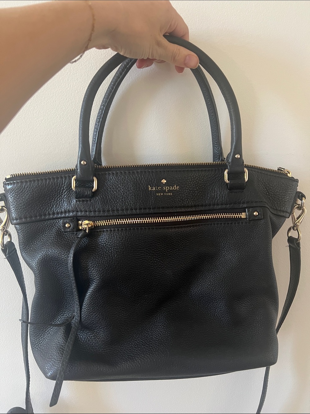 kate spade Black Pebbled Leather Satchel with Gold Hardware - Picture 1 of 1